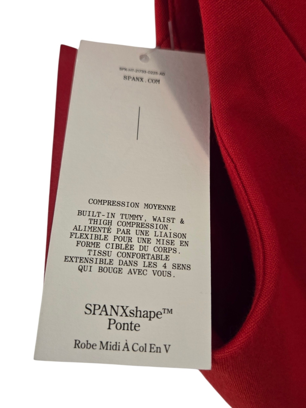 NWT SPANX Red V-Neck Midi Ponti knit Bodycon Dress Minimalist Luxury Resortwear - Picture 7 of 8